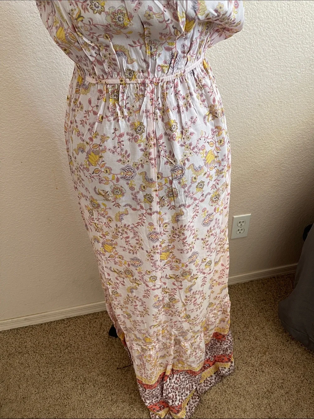 Boho Wrap Maxi Dress in Light Pink and Yellow - Picture 6 of 6